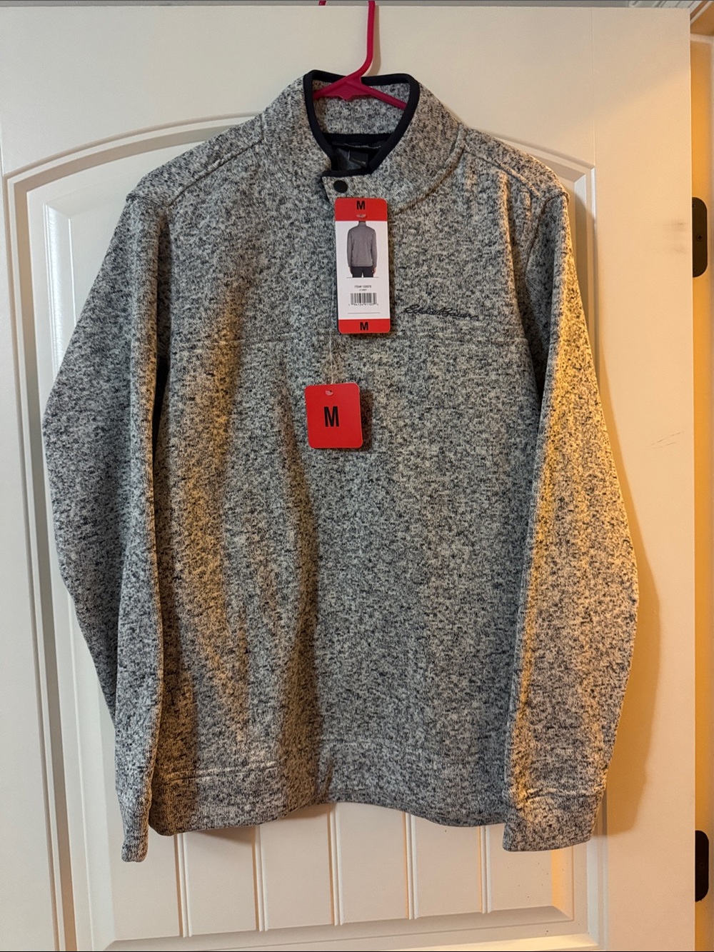 Eddie Bauer Grey Heather Zip Mock-Neck Sweater